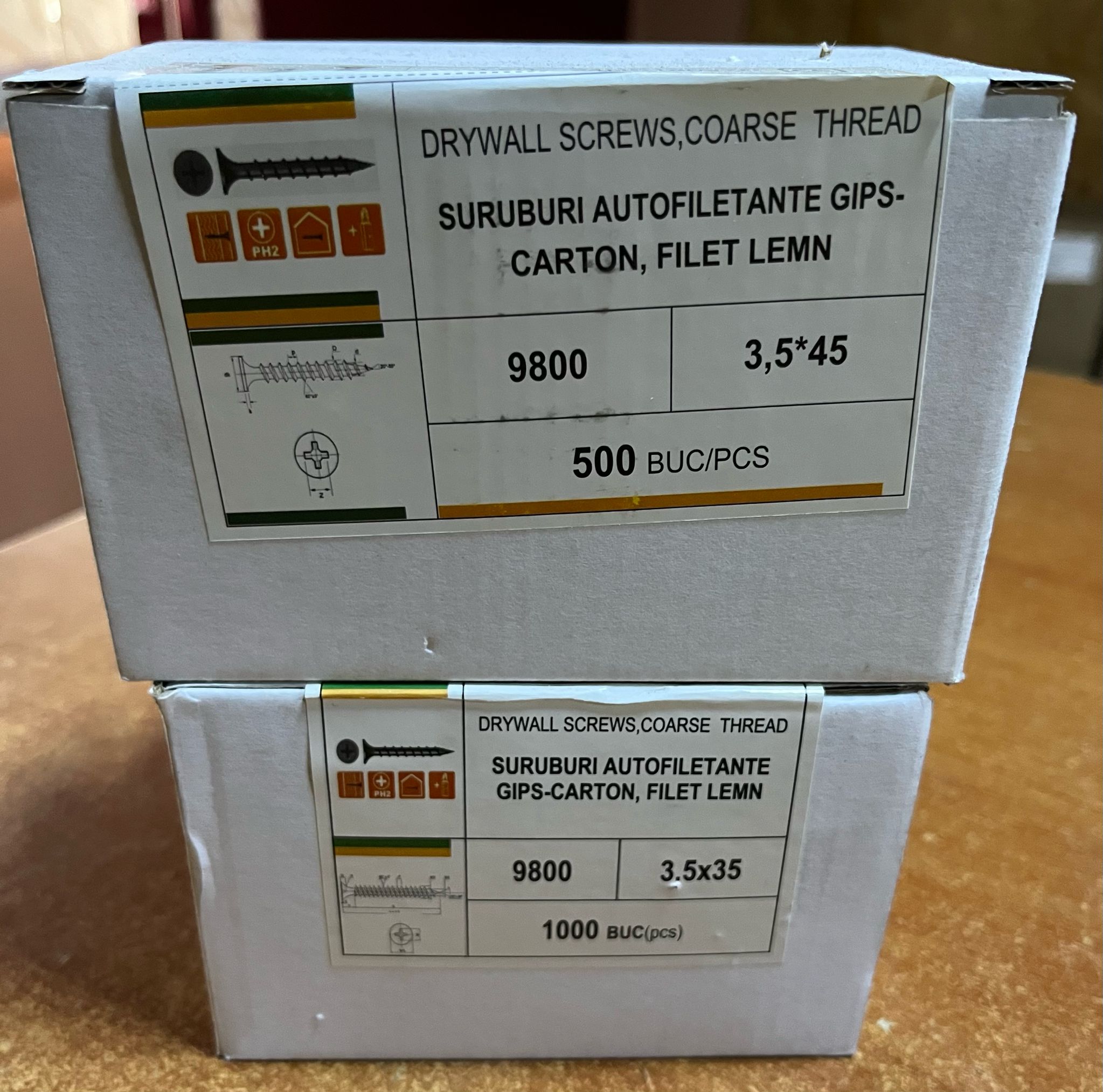 Șuruburi autofiletante gips-carton – filet lemn – PH2 – 3.5x35 / 3.5x45